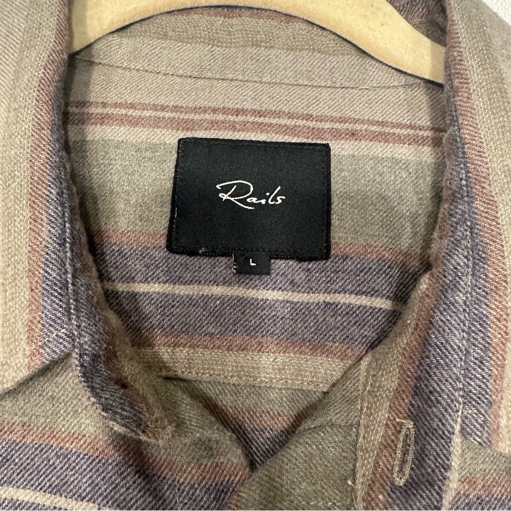 Men's Large Rails Runson Flannel Shirt‎ in Redwood Stripe - Picture 9 of 10